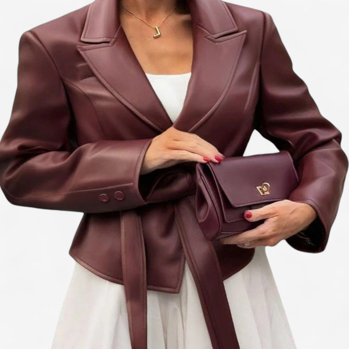 Chaqueta de Cuero con Cinturón Fabienne WESS