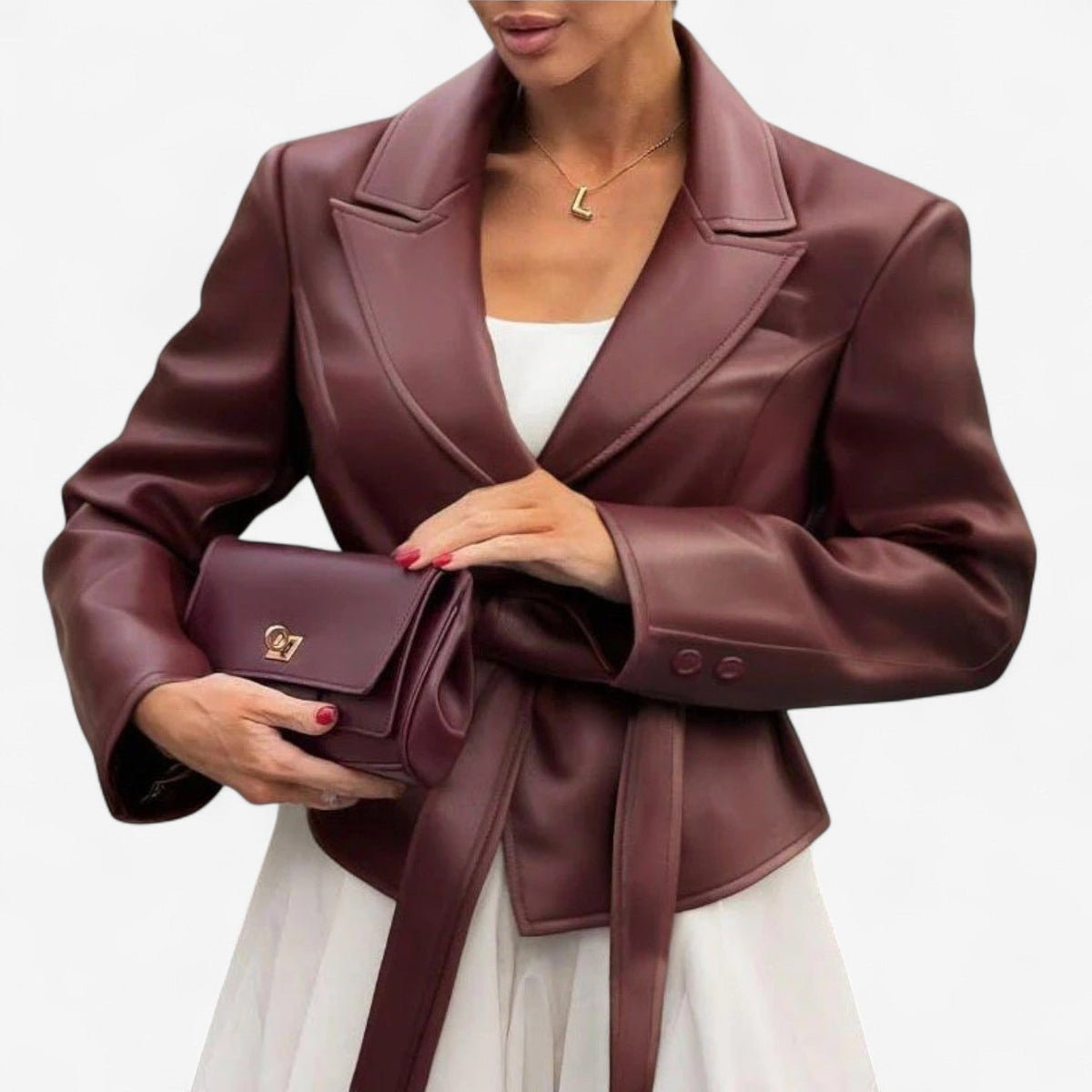 Chaqueta de Cuero con Cinturón Fabienne WESS