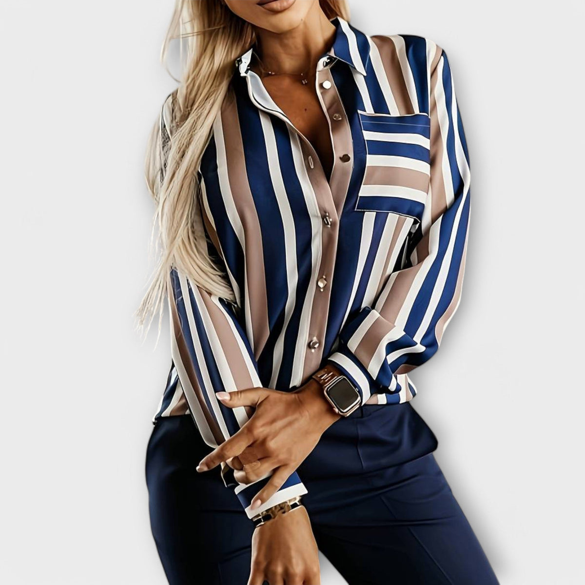 Emma Blusa de Rayas Casual WESS