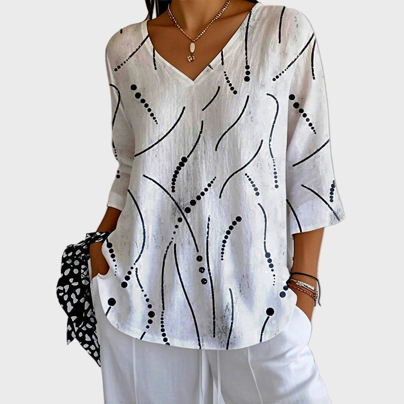 Begoña Blusa Clásica Líneas Negras WESS