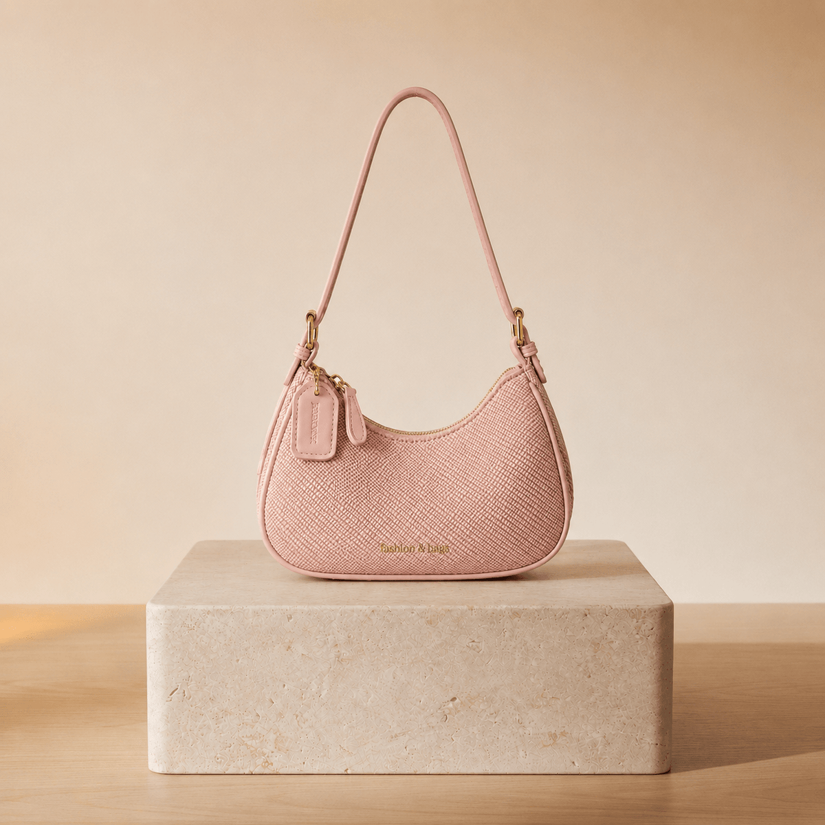 Mini Baguette Saffiano con Charm Dorado - WESS SPAIN