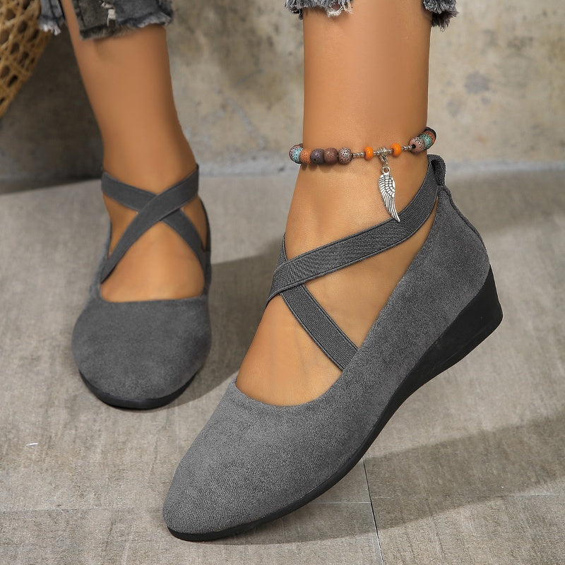 Petra - Elegantes Zapatos de Cuña Baja Con Tira Elástica