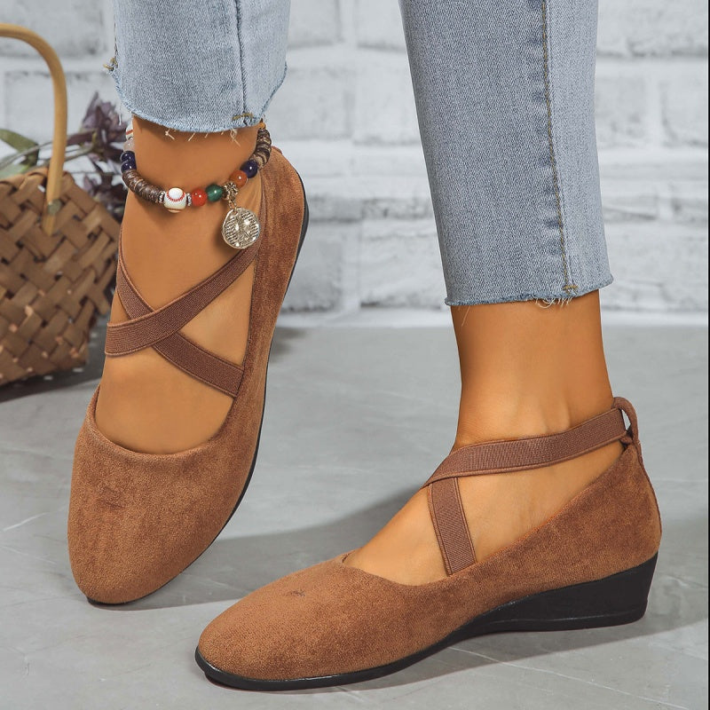 Petra - Elegantes Zapatos de Cuña Baja Con Tira Elástica