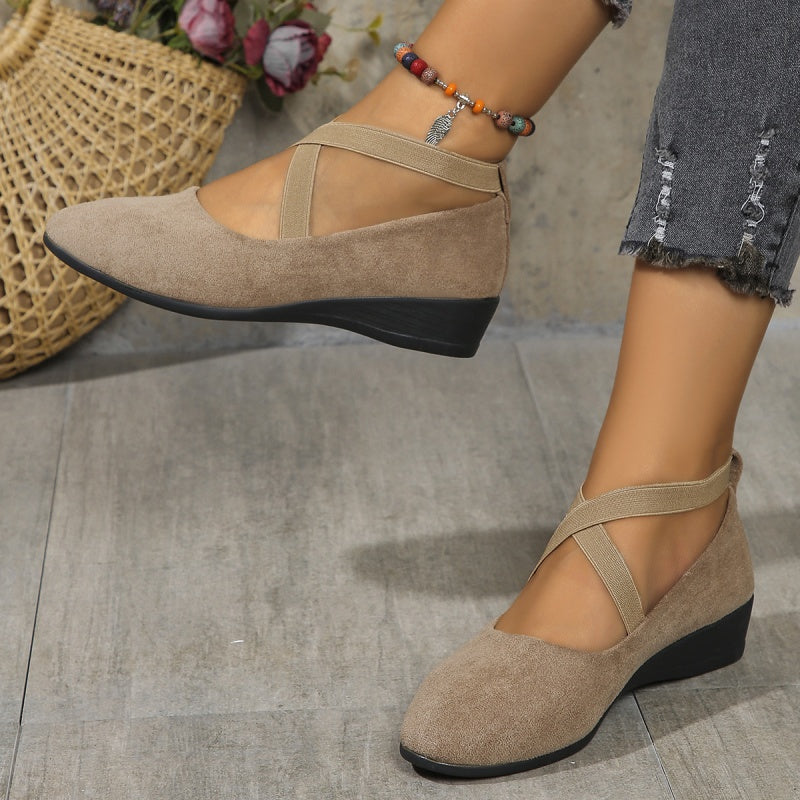 Petra - Elegantes Zapatos de Cuña Baja Con Tira Elástica